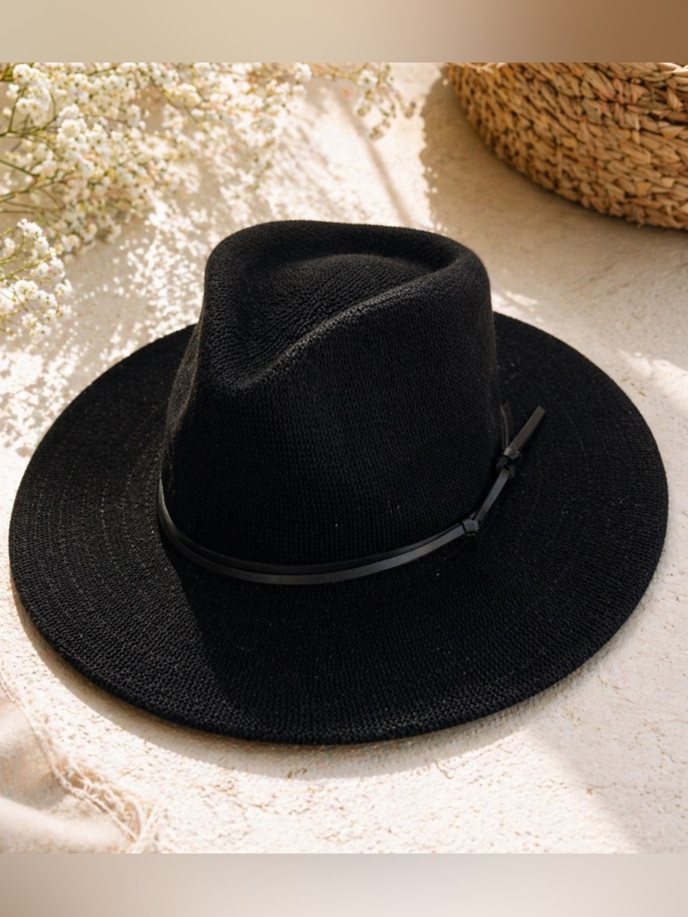 WYETH Black Wide Brim Fedora Hat • Boho Minimalist • Festival / Western Vibes